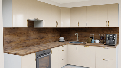 Кухня угловая Ваниль глянец 35G